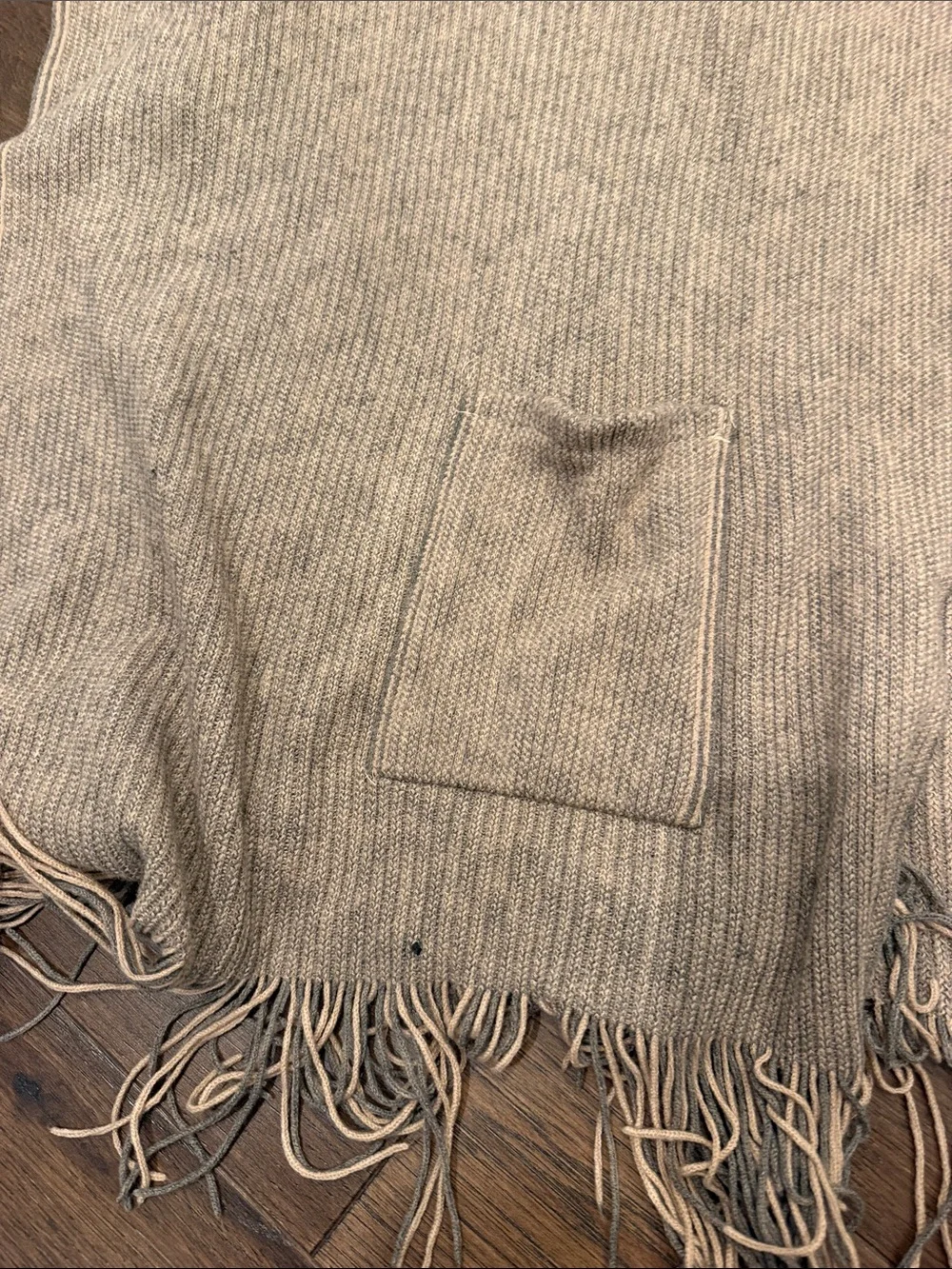 Steve Madden Open Front Ribbed Knit Poncho Beige One Size - C19-108